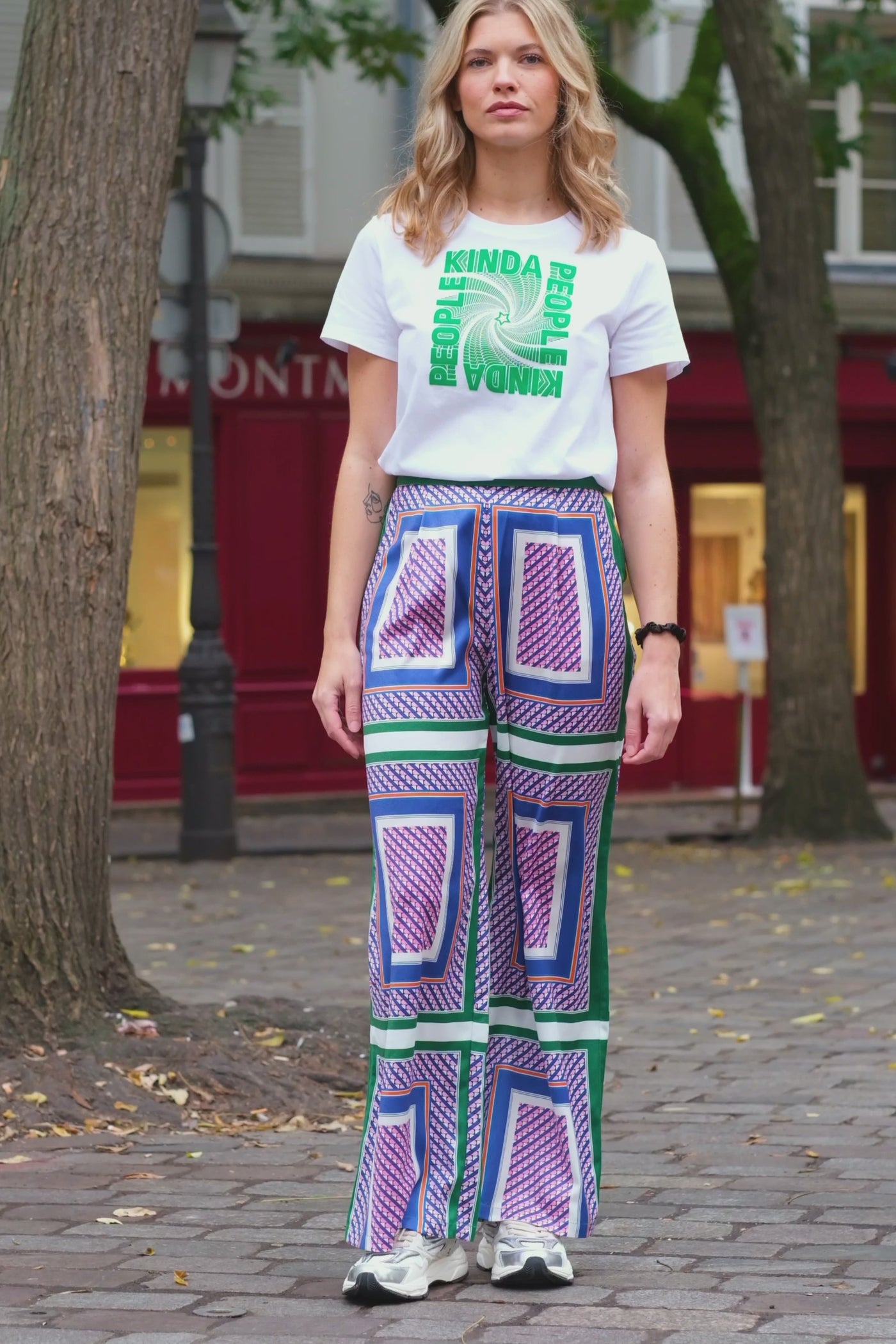 Wide Polette Trousers - geometrical green