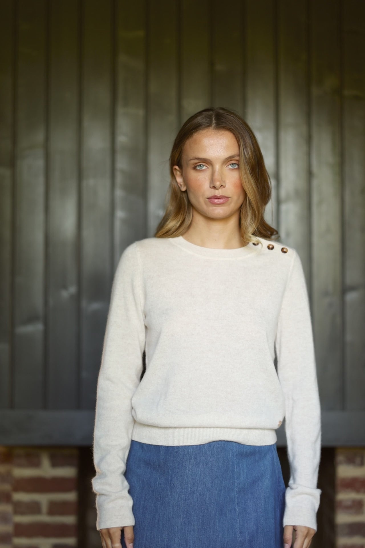 Beige knitted pullover - Moody