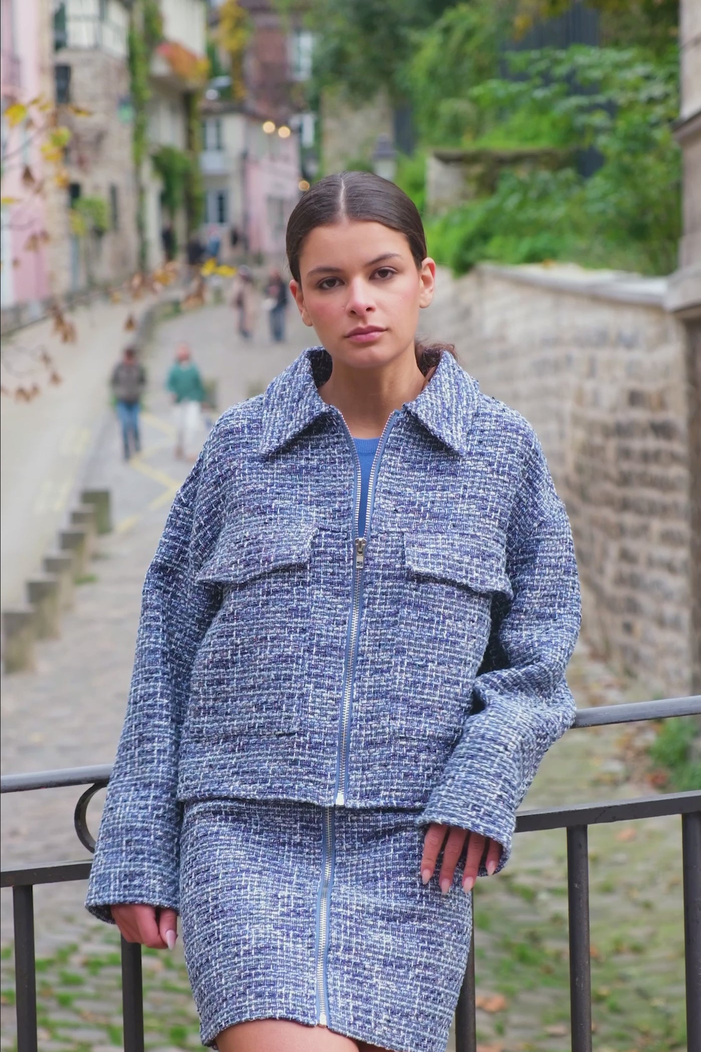 Blouson en tweed Vane - Bleu