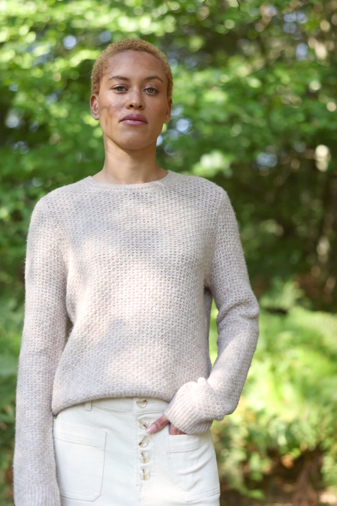 Pull en maille beige - Miran