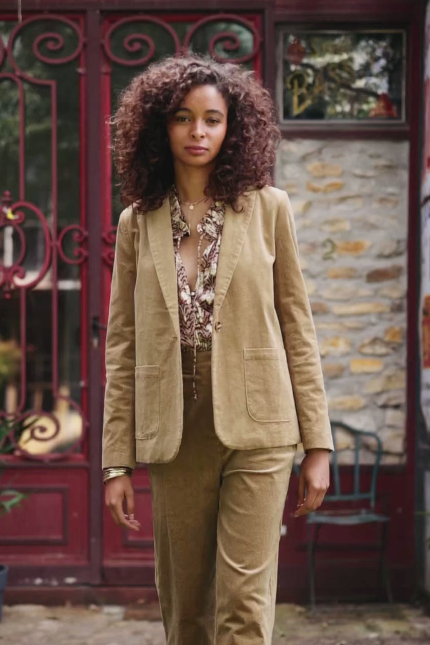 Beige corduroy suit jacket - Valeria