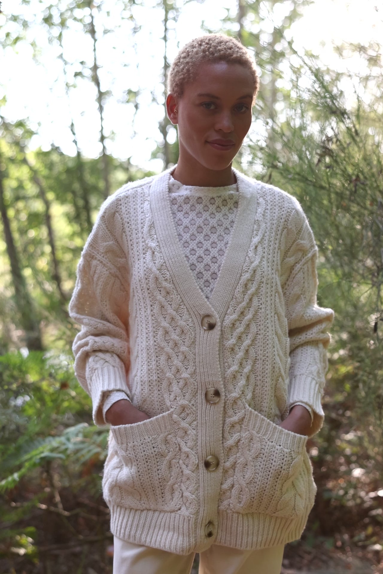 Ivory cable knit cardigan Moore