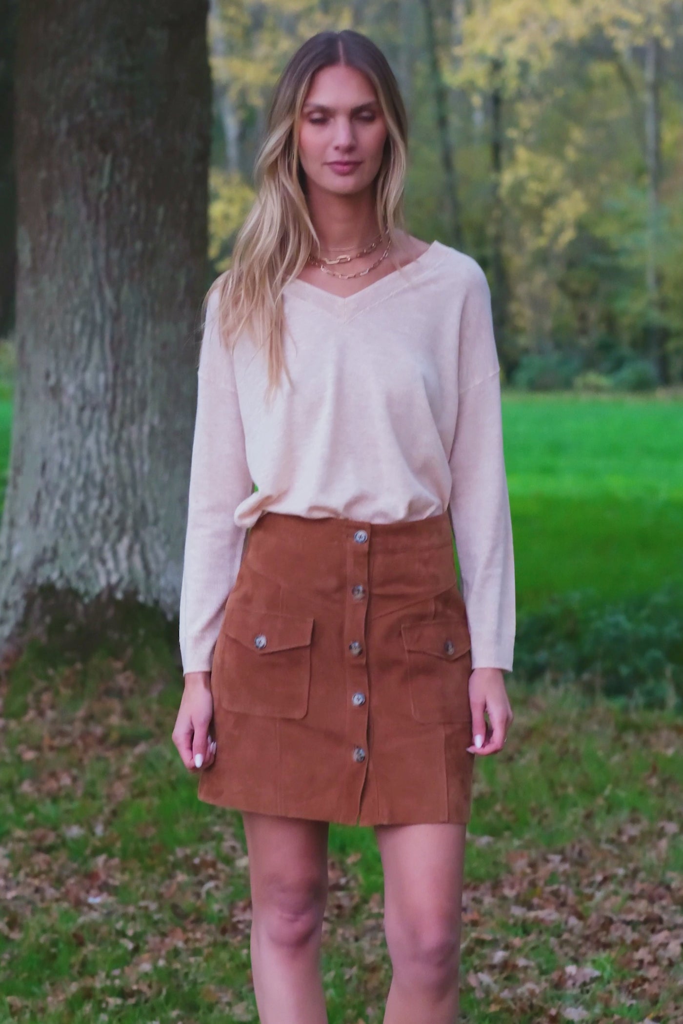 Joely Leather Skirt - Camel