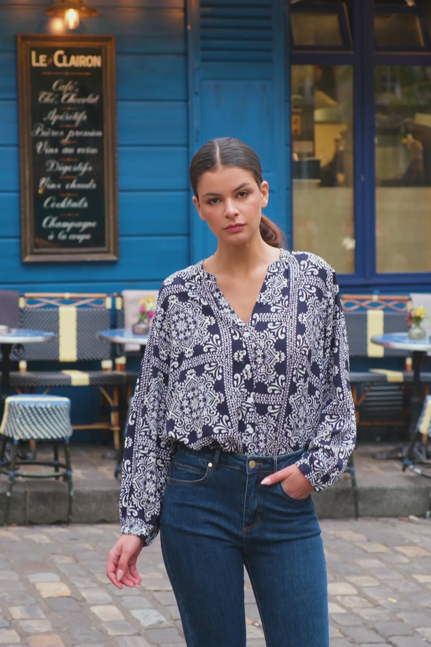 Caisy loose Blouse - Navy