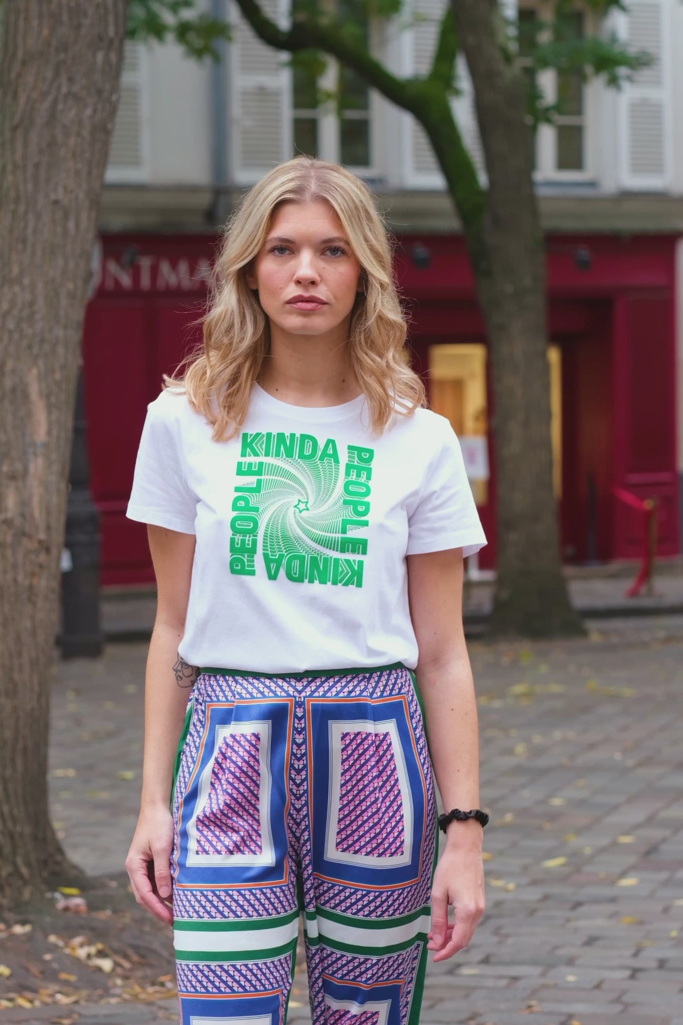 Printed Tinda T-shirt - Ecru/Green