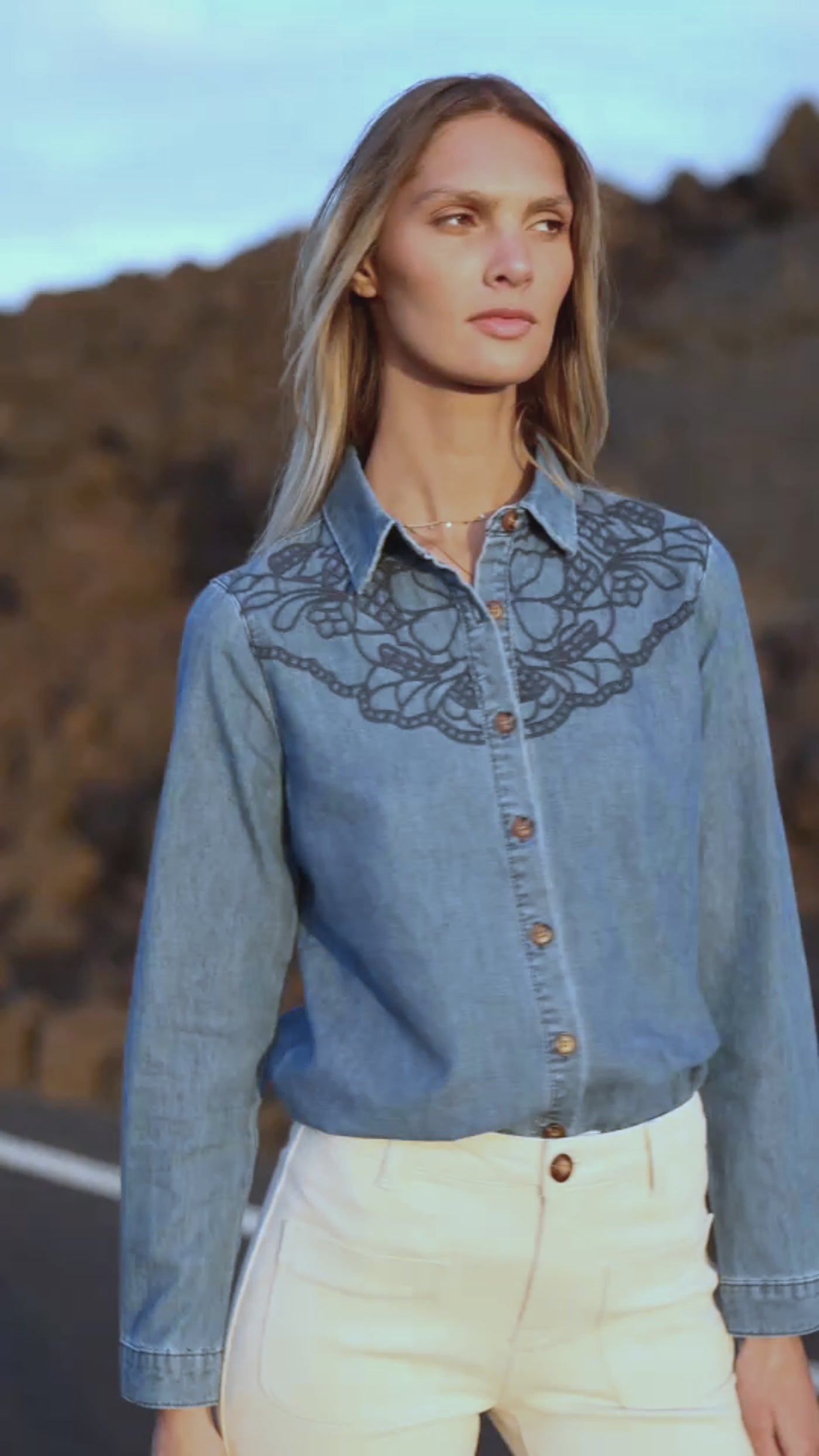 Stone denim blouse - Clémence