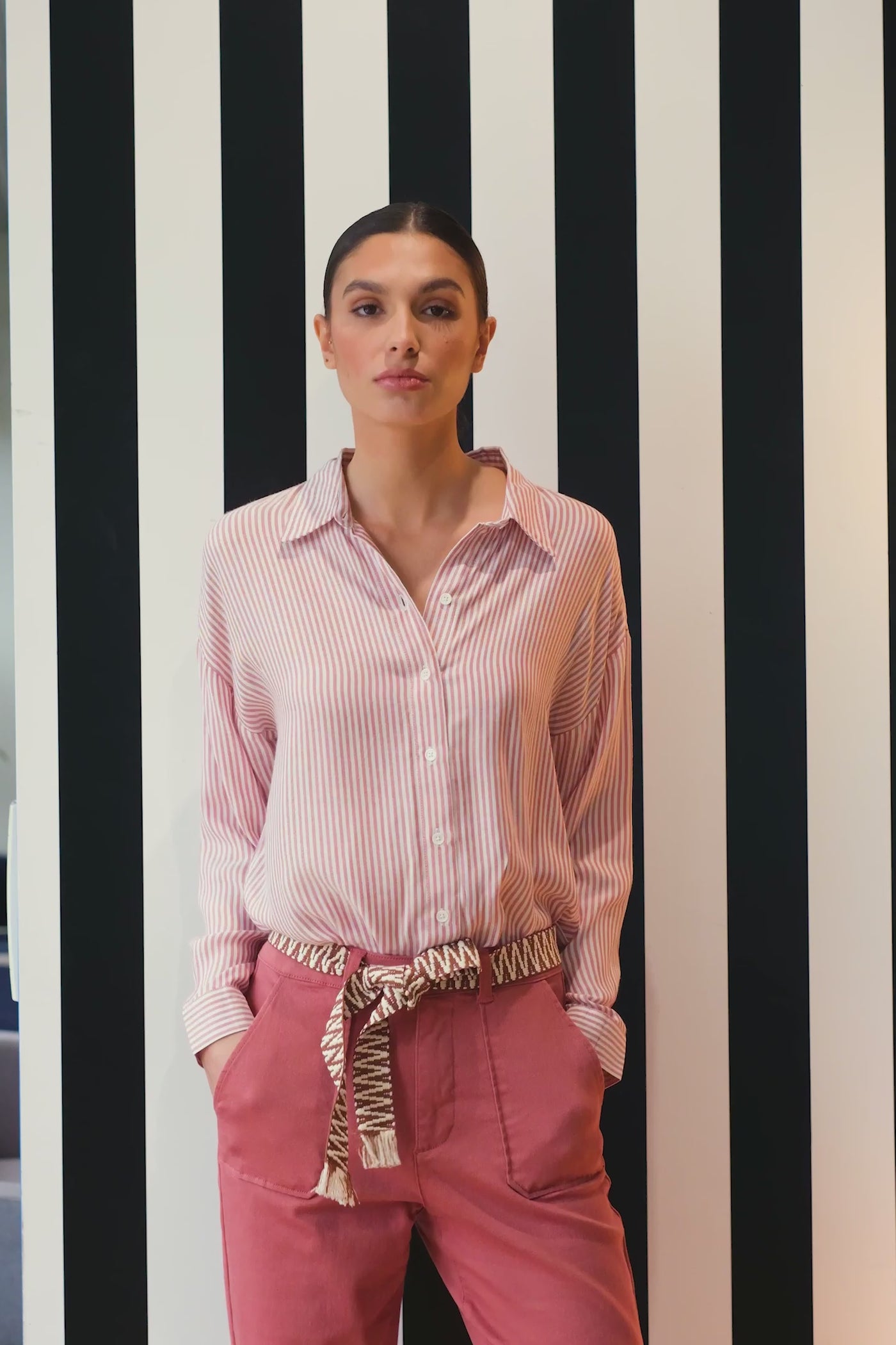 Clara striped blouse - Pink/Ecru