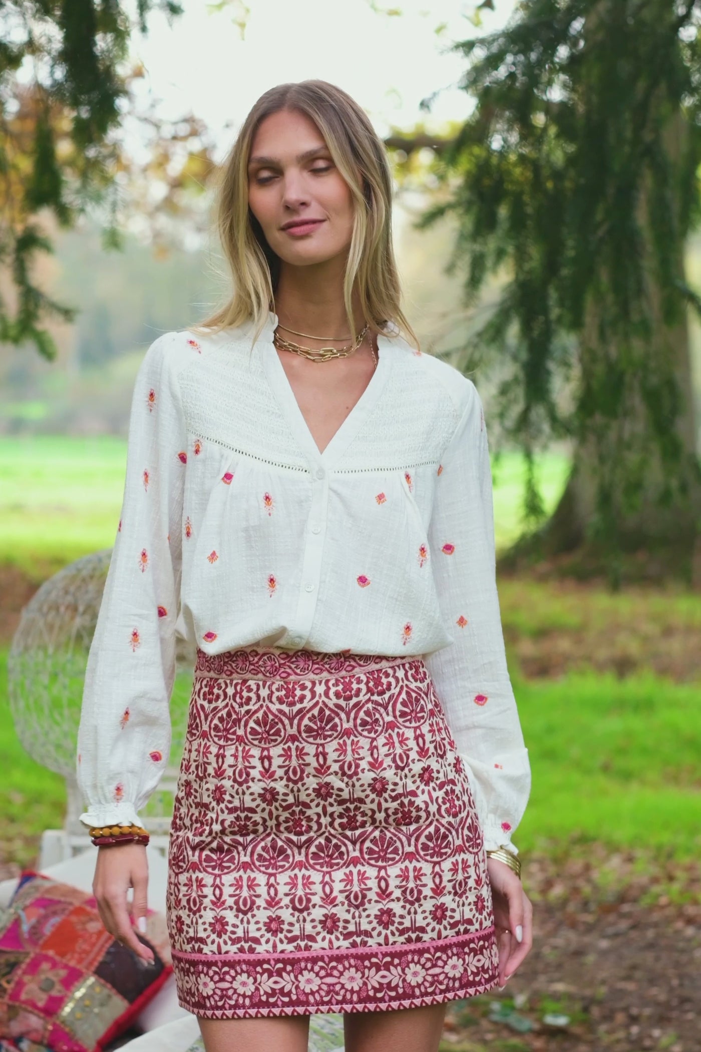 Blouse avec broderie Brooke - Écru